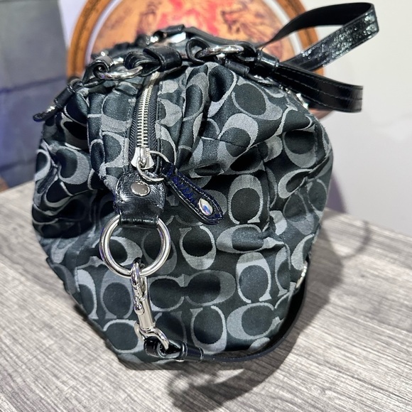 Coach Large Black Denim Purse Bag Tote - Picture 7 of 14